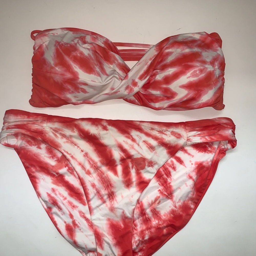LUCKY BRAND tie dye strapless bikini